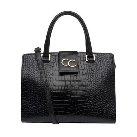 Shoulder Bag Couro - Croco Preto