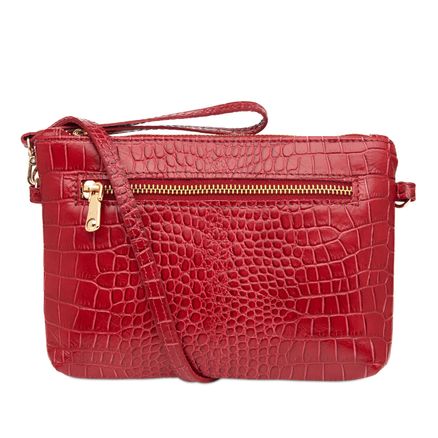 Bolsa Transversal - Couro Croco Rubi