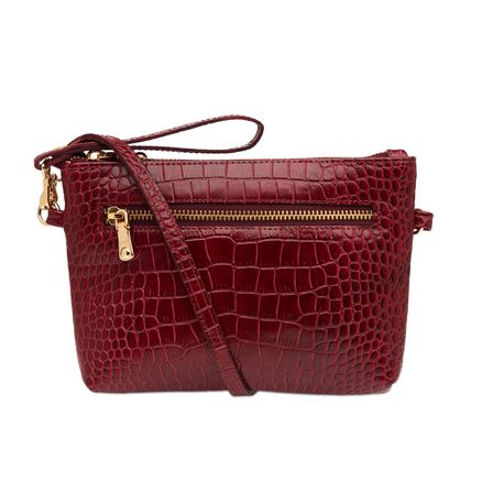 Bolsa Transversal - Couro Croco Vinho