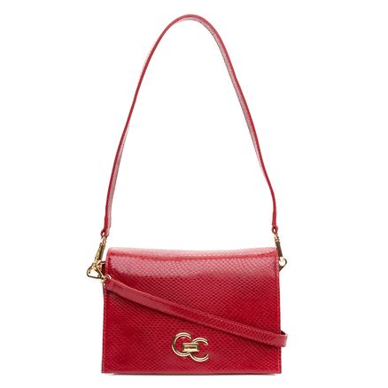 Crossbody Python Mania Couro - Python Cereja