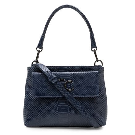 Mini Shoulder Python Dorso Couro - Safira