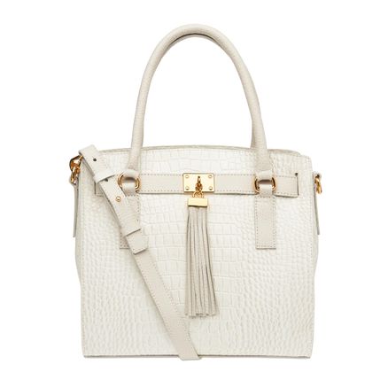 Tote Bag Beth Couro - Croco White
