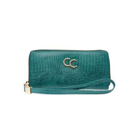 Carteira Celular Feminina Couro - Lezard Esmeralda