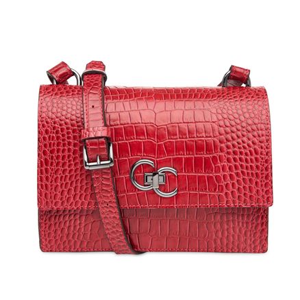 Crossbody Cecilia Couro - Croco Rubi