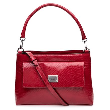 Shoulder Python Mania Couro - Cereja