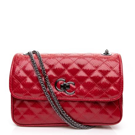 Shoulder Python Mania Couro - Cereja