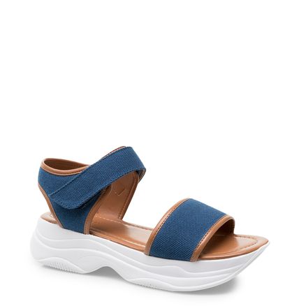 Sandália Feminina Flatform Lona - Marinho