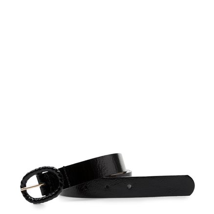Cinto Feminino Fivela Cordão Couro - Verniz Show Preto