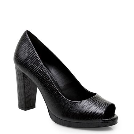 Peep Toe Classic Couro - Lezar Preto