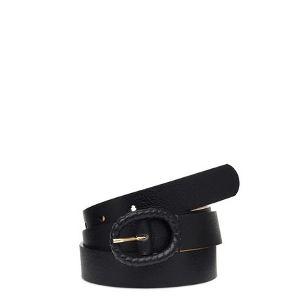 Cinto Feminino Fivela Cordão Couro - Miumiu Preto