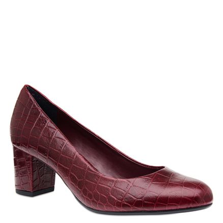 Scarpin Basic - Couro Croco Bordo