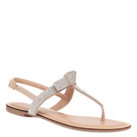 Rasteira Bow Tie Strass - Camurca Nude/Malha Cristal