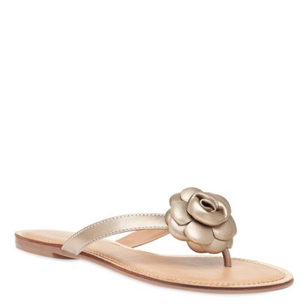 Rasteira Maxi Flor - Couro Fly Prata Velho/Flor P.Velho