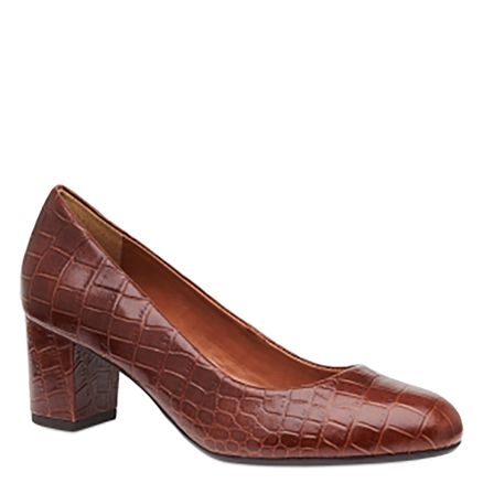 Scarpin Basic - Couro Croco Castanho