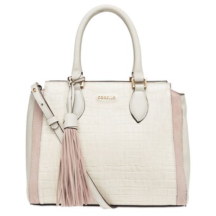 Handbag Croco Bicolor - Croco White/Fl.Wh/Nude