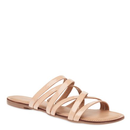 Flat Tiras Slide - Couro Verniz Show Nude