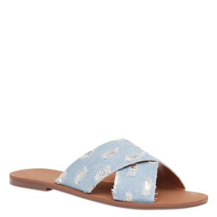 Rasteira Jeans - Tecido Jeans/Prata