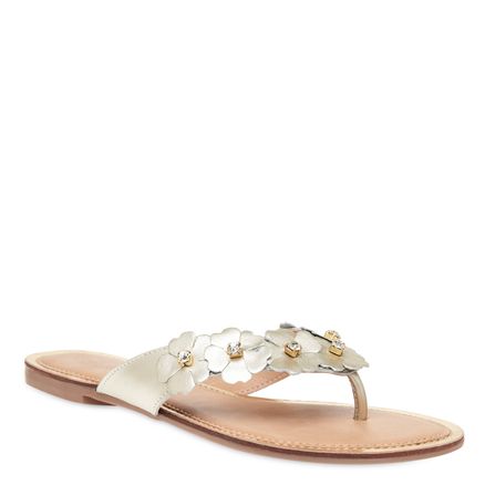 Flat Flores & Strass - Couro Metal Ouro Liht