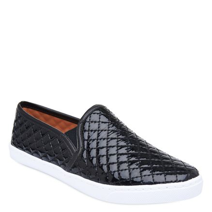 Slip-On Veludo Matelassê - Verniz Soft Preto/Napa