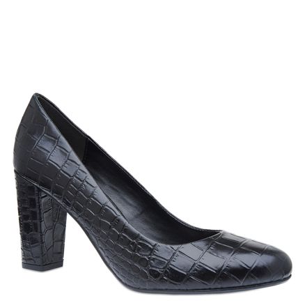 Scarpin Bico Redondo - Croco Preto