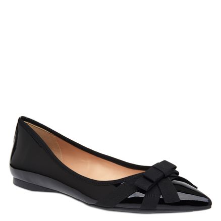 Sapatilha Laço - Verniz Soft Preto/Gorgurao