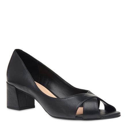Peep Toe Classic - Couro Atanado Preto