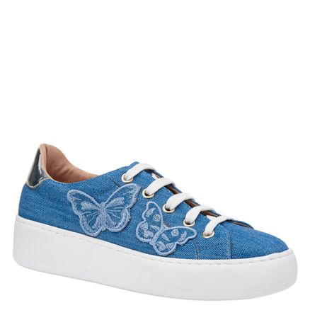 Tênis Jeans & Patches - Tecido Jeans/Sp Prata