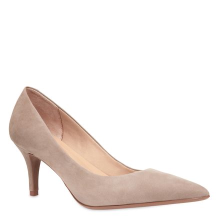 Scarpin Basic Couro - Couro Nobuck Amendoa