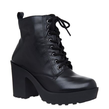 Ankle Boot Grunge - Couro Preto