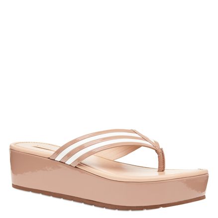 Flatform Bicolor Verniz - Verniz Soft Nude/Vz Branco