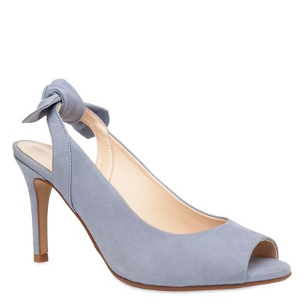 Peep Toe Laço Couro - Nobuck Sky