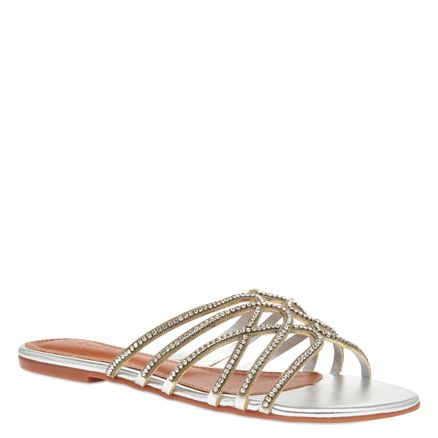 Flat Strass & Correntes - Napa Fly Metal Prata