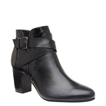 Ankle Boot Couro & Croco - Atanado/Croco Preto