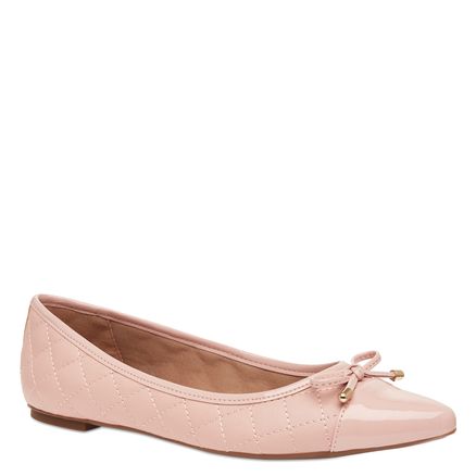 Sapatilha Bico Fino Matelassê - Soft Pele Quartzo/Verniz Quartzo