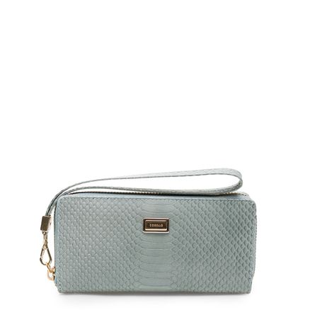 Carteira Celular Feminina Couro - Couro Python Dorso Acqua