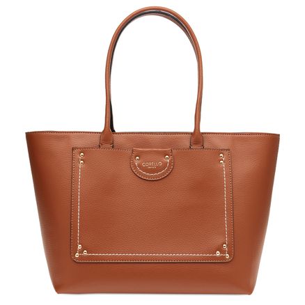 Shopping Bag Tote Pespontos - Caramel