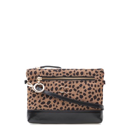 Bolsa Transversal Feminina New Safari - Linho Leopardo