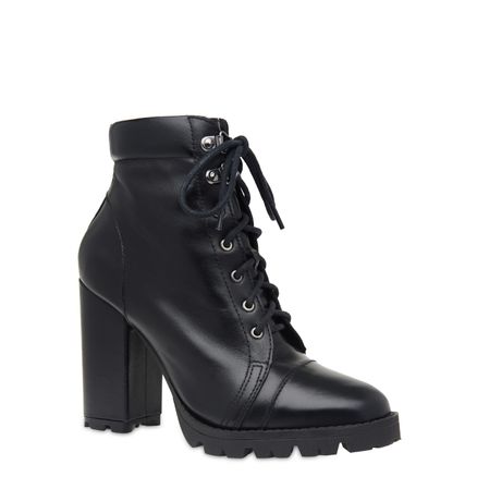 Bota Feminina Coturno Combat - Couro Confort Preto