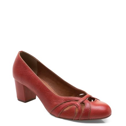 Scarpin Recortes Couro Marrakesh Açafrão Soft - Caramelo