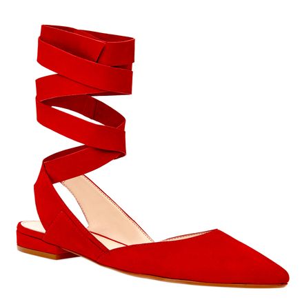 Sapatilha Bailarina Couro - Couro Nobuck Vermelho