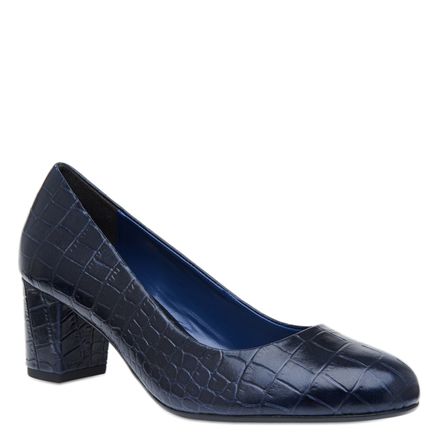Scarpin Basic - Couro Croco Marinho