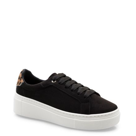 Tênis Feminino Safari Couro Camurça Soft Preto - Onça