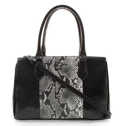 Bolsa Tote Python Couro - Preto White