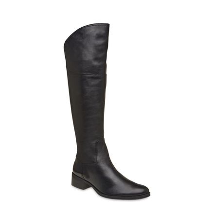Bota Cano Longo Em Couro - Vegetal Preto