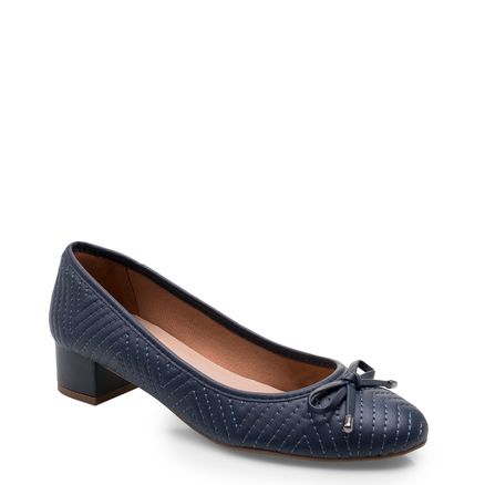 Scarpin Matelassê Chevron - Napa Soft Marinho