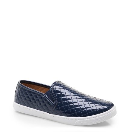 Slip On Feminino Matelassê Verniz Soft - Marinho