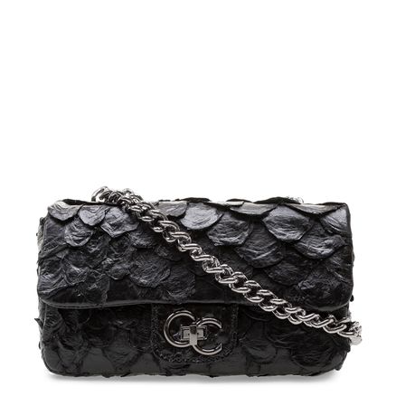 Bolsa De Ombro Feminina Pele - Pirarucu Preto