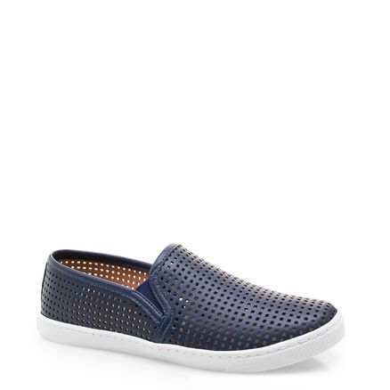 Slip On Feminino Lasercut Napa Soft - Marinho
