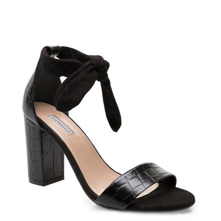 Sandália Feminina Basic High Couro - New Croco Preto Nobuck