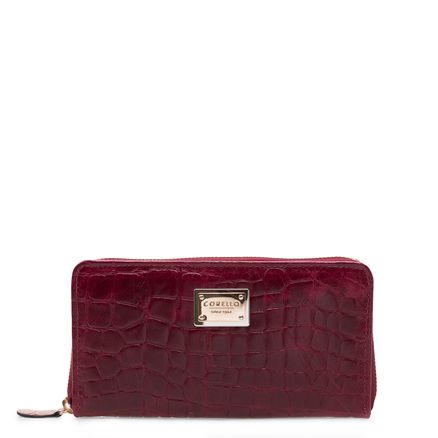 Carteira Feminina New - Couro Croco Scarlet